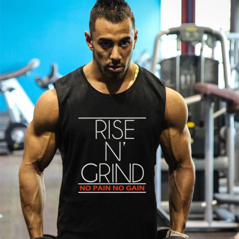 Brand Summer Gym Tank Top Men Cotton Running Vest Muscle Sleeveless Sport T Shirt Fitness Clothing Bodybuilding Stringer Tanktop | Спорт и