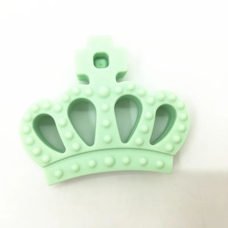mint green Силиконовая Корона бусина для соски-прорезывателя-силиконовая Детская Подвеска «Зуб» Игрушки-принцесса подвеска в форме короны Прорезыватель-прорезыватель Игрушка поводок для девочки - Цвет: mint green