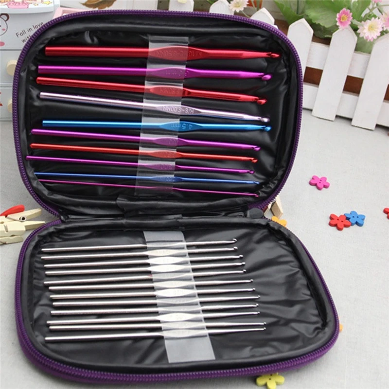 22 шт./компл. многоцветные Алюминиевые крючки для вязания крючком спицы плетение