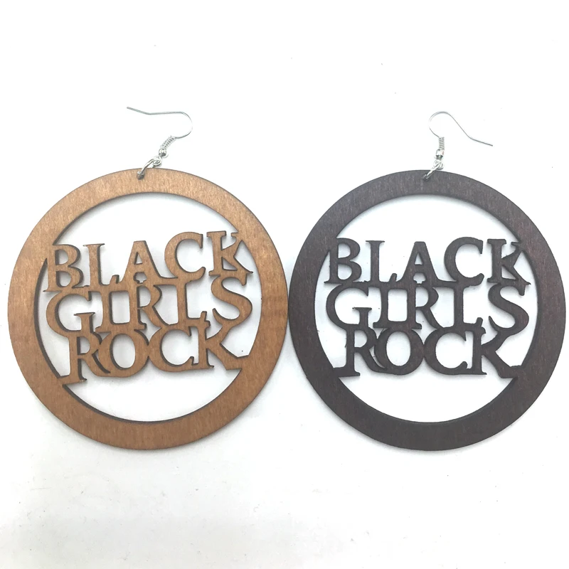Girls Rock Unfinished Wooden Earrings - Black - Mixable in 3 Colors image 2