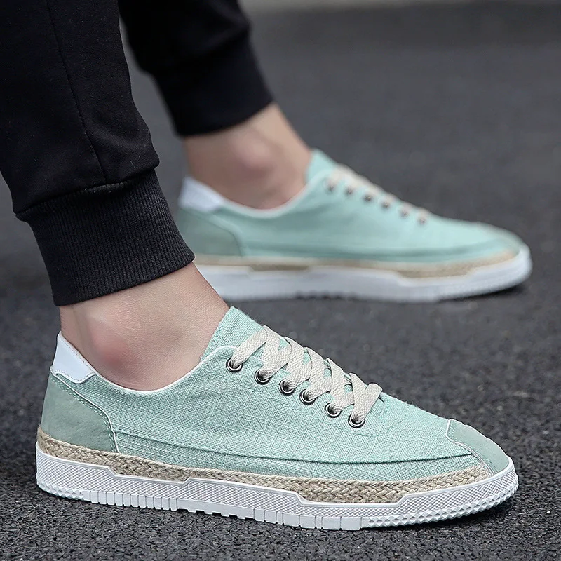 Классические новые мужские парусиновые туфли однотонные со шнуровкой женская