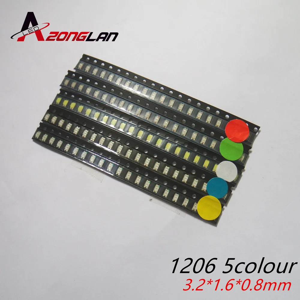 100 шт. = 5 цветов x 20 5050 5730 1206 0805 0603 2835 светодиодный Диод ассортимент SMD комплект