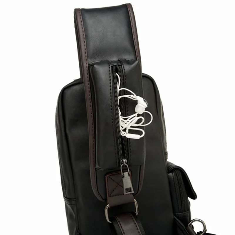 2017 новая кожаная мужская сумка через плечо модная трендовая черная нагрудная