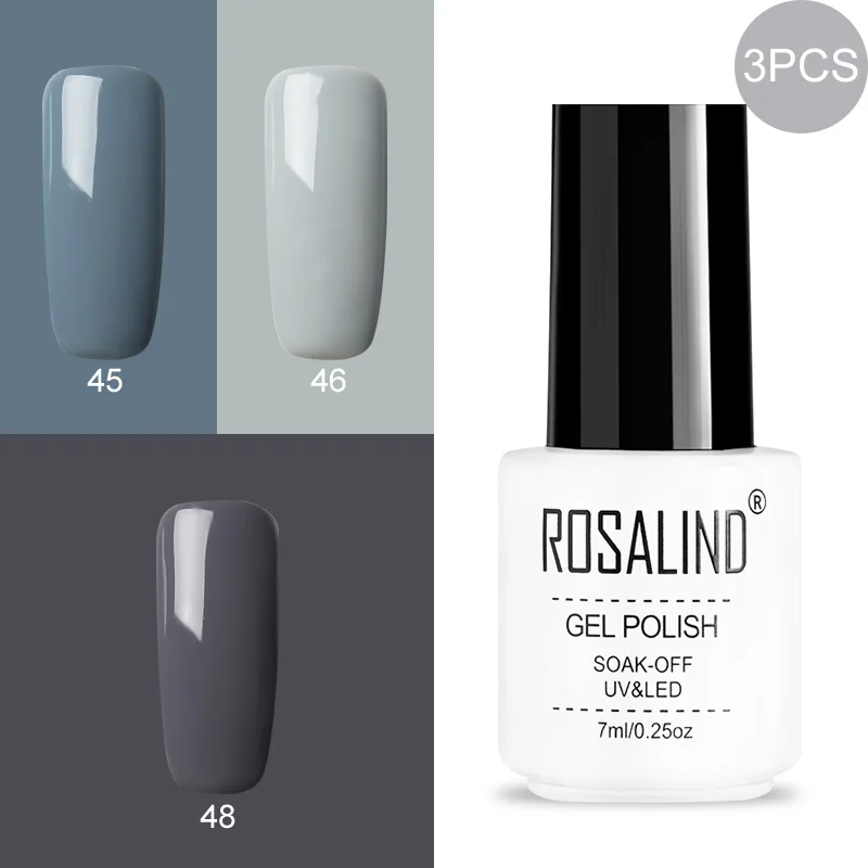 RC-3GELS-07 ROSALIND Gel Varnish Set For Manicure Hybrid Nail Art Top Coat Primer - Цвет: RC-3GELS-07