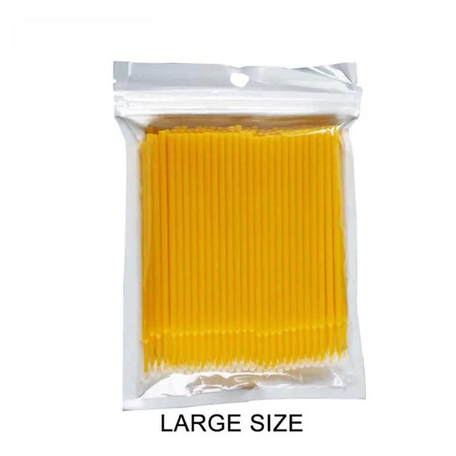 Yellow Large 100 шт Одноразовые кисти для макияжа, индивидуальные Микро Кисти для ресниц, щеточка для наращивания ресниц, очиститель, портативные косметические инструменты, 6 цветов - Длина: Yellow Large