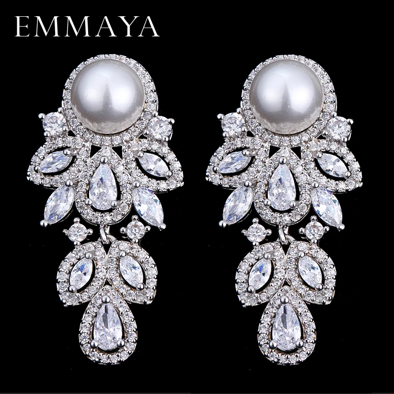 Модные жемчужные серьги EMMAYA 2018 новые гвоздики с искусственным кристаллом