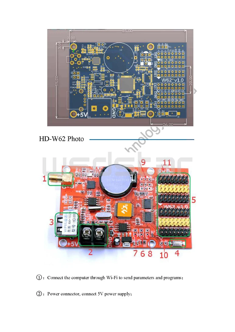 HD-W62+ HD-906D Температура& влажности Сенсор 2* HUB08 4* HUB12 1024*64 USB+ WI-FI одинарными и двойными Цвет P10 светодиодный система управления HD W62