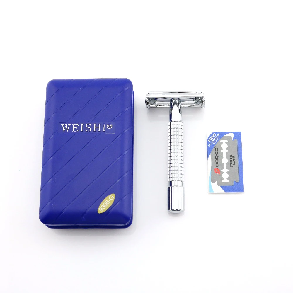 Безопасная бритва WEISHI бабочка для бритья 9306 G Серебристая дорожная коробка набор