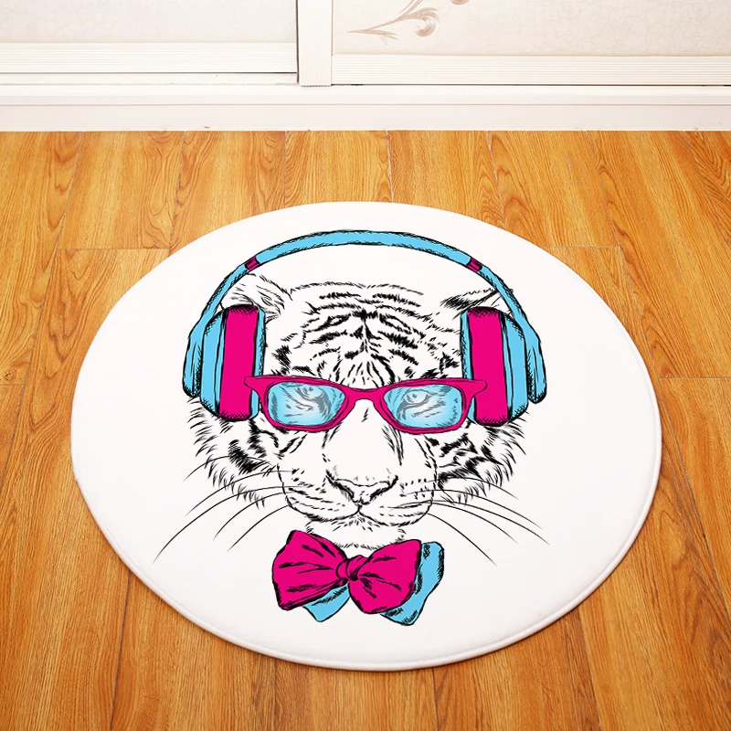 Круглые ковры для гостиной Мультяшные животные напечатанные в гостиную спальню