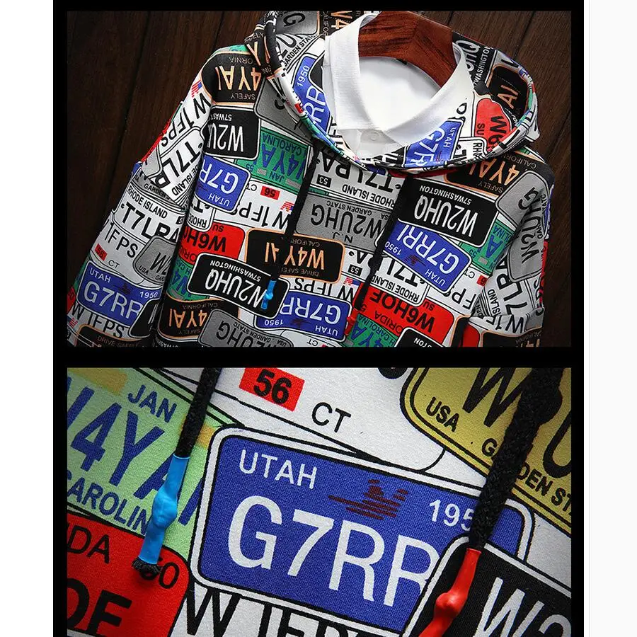 Мужские толстовки с дырками и надписью свободные простые универсальные свитшоты