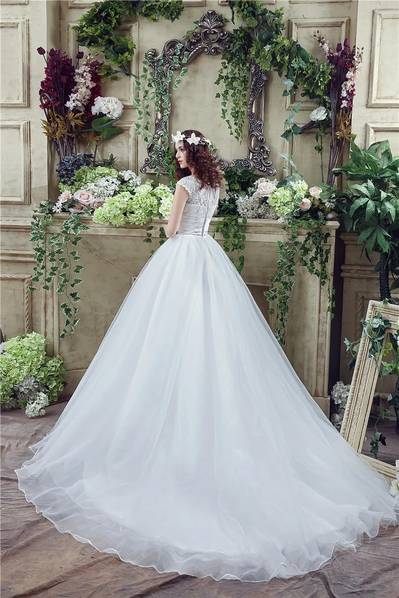 Свадебное платье принцессы с круглым вырезом vestido de noiva недорогие свадебные