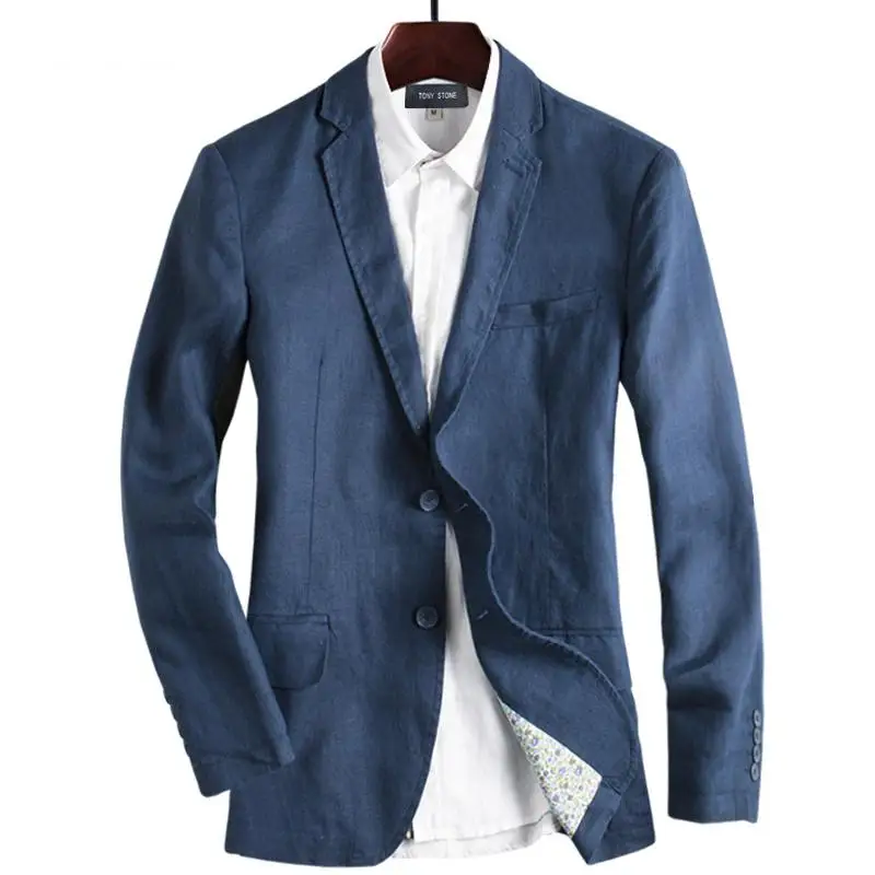 New arrivla fashion men autumn Spring Summer Linen Cotton Suit Men Thin Mens Casual Jacket high quality plus size M L XL 2XL 3XL | Мужская