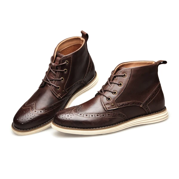Coffee Bullock Boots ZFTL/Новые мужские ботинки Bullock мужские Ботинки Martin из натуральной кожи повседневные ботинки на шнуровке Мужская обувь ручной работы большого размера обувь с высоким берцем 7 - Цвет: Coffee Bullock Boots