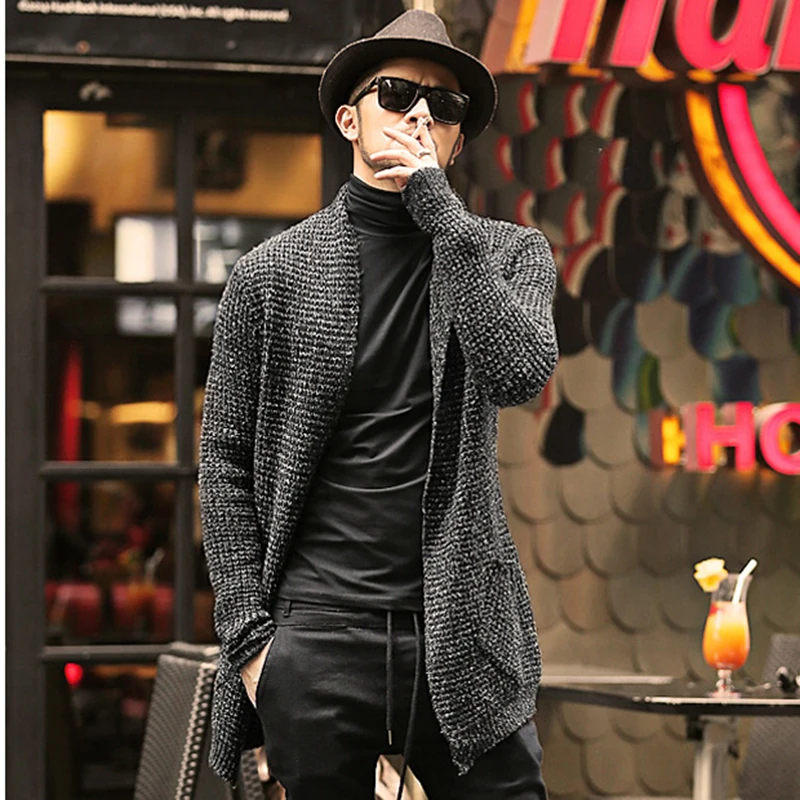 Мужской вязаный кардиган хлопковый с длинным рукавом в американском стиле |