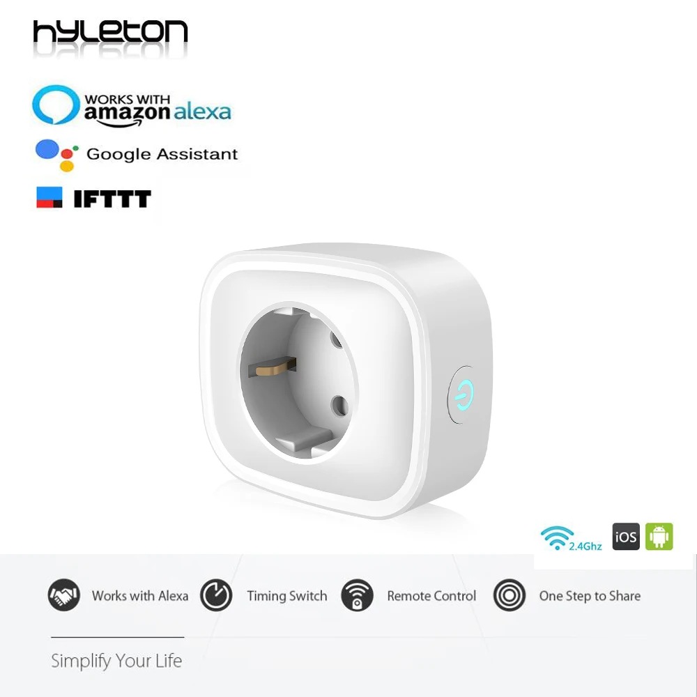 Умная розетка Hyleton с Wi Fi штепсельная вилка европейского стандарта 220 В Голосовое