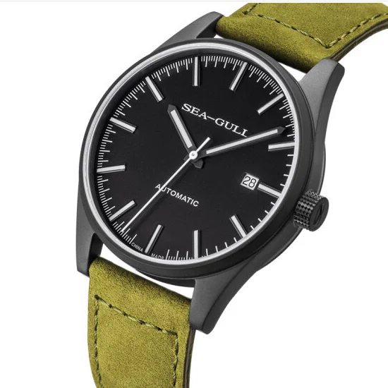 Часы Seagull из натуральной кожи PVD Мужские Классические винтажные светящиеся
