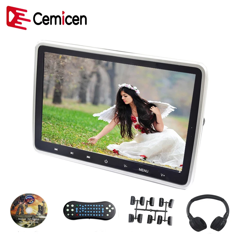 Монитор для подголовника автомобиля Cemicen 10 1 дюйма DVD плеер 1024*600 USB/SD/HDMI/IR/FM TFT LCD