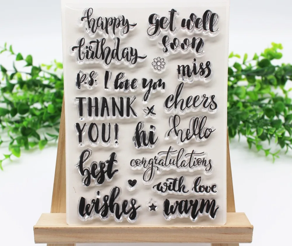 

Hello&thank you Words Transparent clear Stamps For DIY Scrapbooking photo album Craft Card Album Decorative rubber stamp