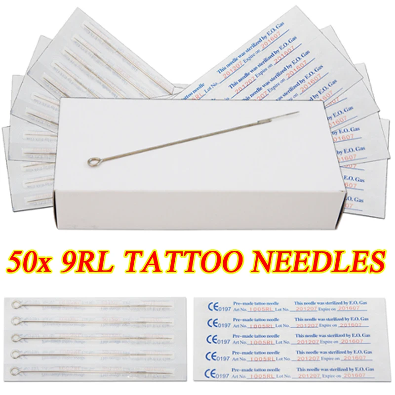 Коробка из 50 шт 9RL одноразовые стерильные иглы татуировки 9 круглый вкладыш