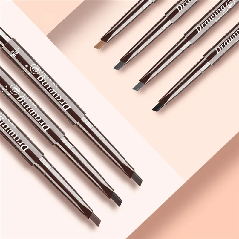 Double Ended Eyebrow Pencil Waterproof Long Lasting No Blooming Rotatable Triangle Eye Brow Tatoo Pen Eye brow Makeup Set Beauty