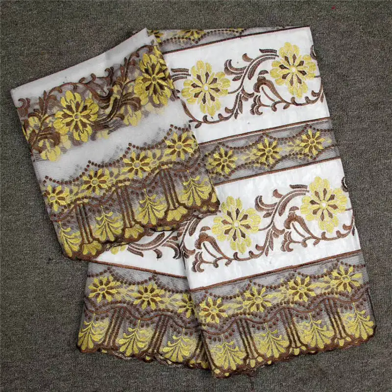 Желтый Цвет в африканском стиле фут парча Гвинейском с вышивкой французская