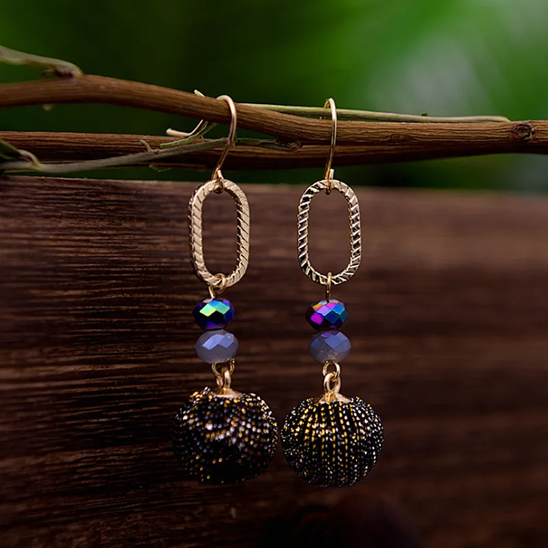 Yanting черные серьги с подвесками в виде шара цветные бусины золотого цвета сплав