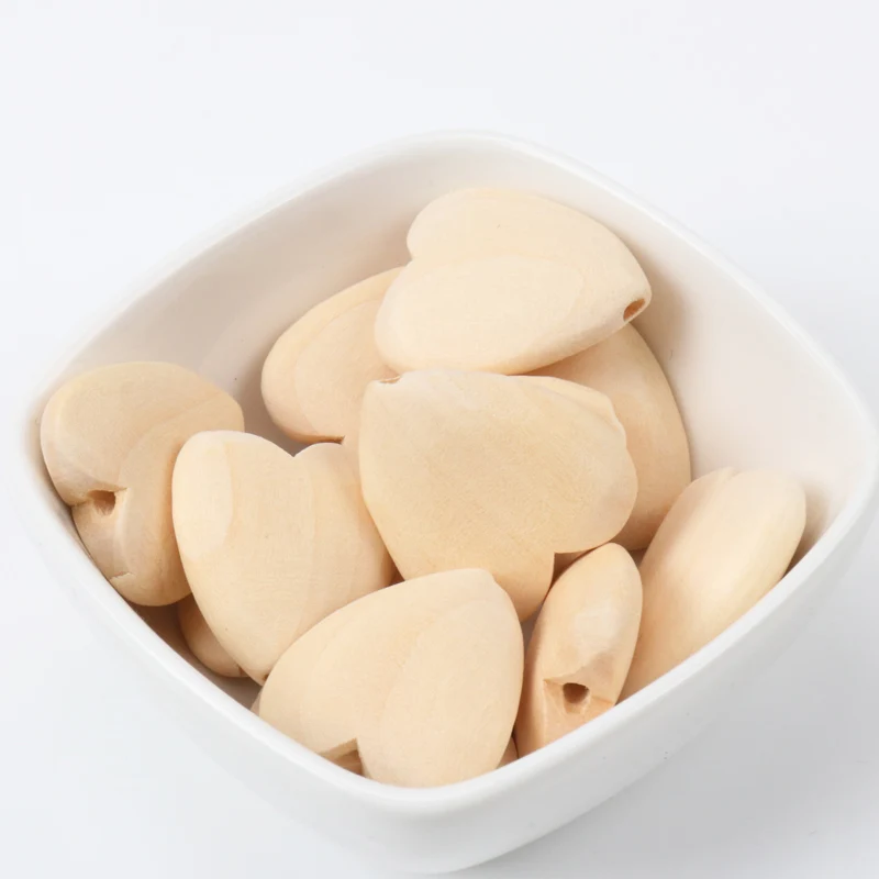 

Natural Wood Color Heart Wooden Spacer Beads For kids Jewelry Making 24x26mm 5 pcs KL124