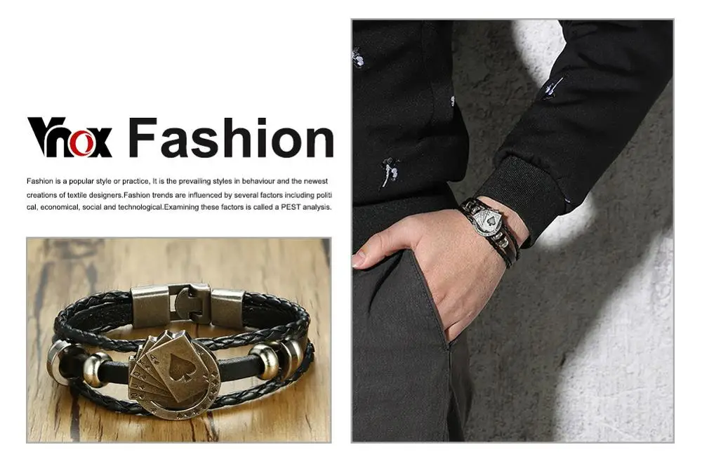 Lateefah модный винтажный mannen кожаный браслет Speelkaarten Raja Vegas Шарм многослойный Gevlochten Vrouwen Pulseira Masculina