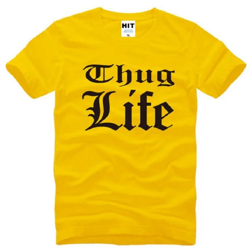 Мужская футболка с принтом Thug Life Tupac летняя Стильная хлопковая коротким рукавом и