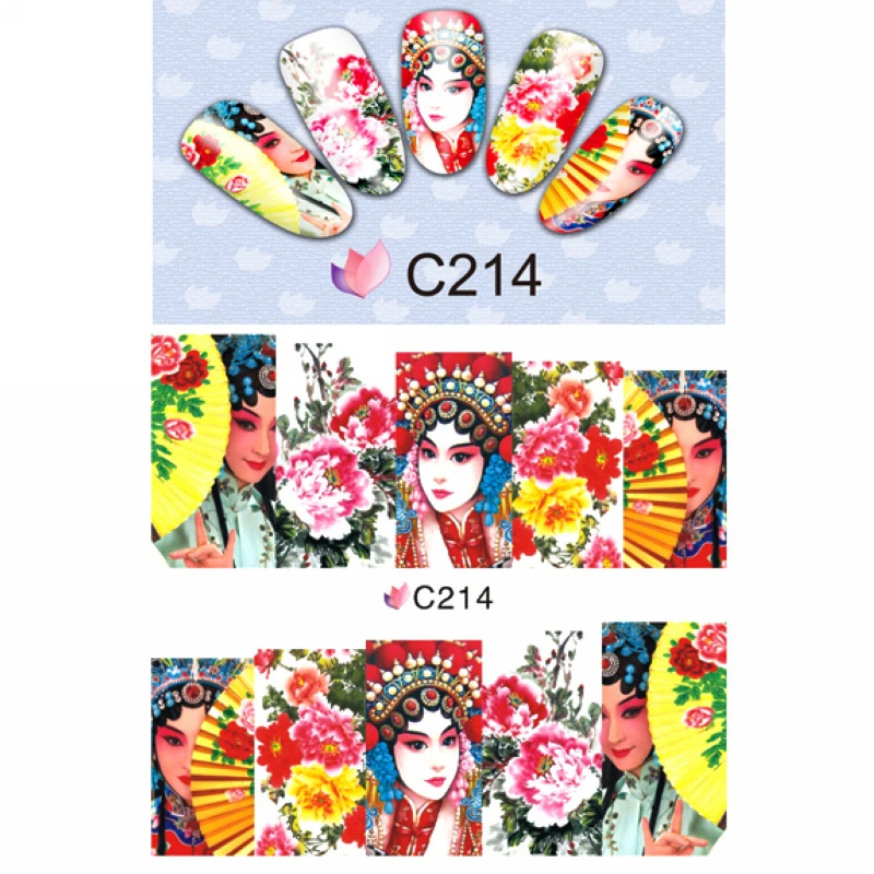 Дизайн ногтей Красивая водная наклейка слайдер фотография Тигр Пекинская опера