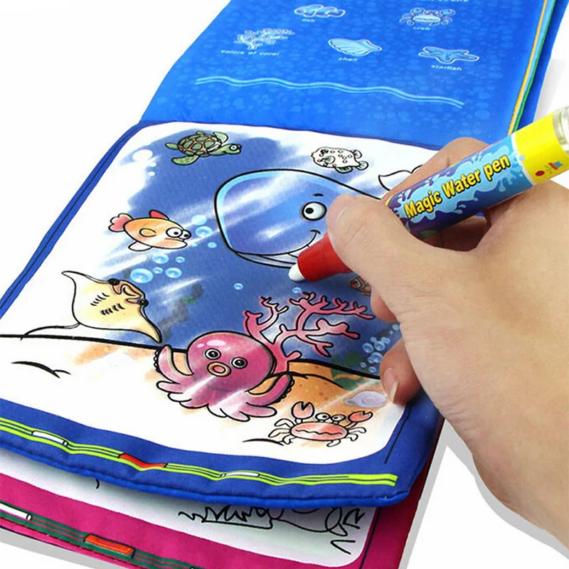 2018 New Kids Magic Water Drawing Book With Pen Animal Coloring Painting Cloth Doodle | Игрушки и хобби