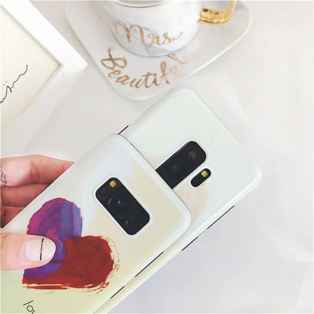 Lovely Cartoon Couples Love Case For Samsung Galaxy S8 S9 Plus Blue light Soft Phone Cover Note 8 S7 Edge Cases |