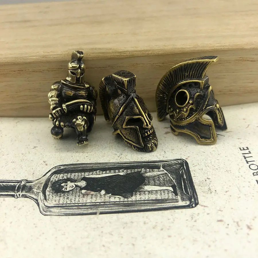 3 шт. EDC Инструменты Нож бусины латунь Спарта маска череп бусы на шнурок Паракорд