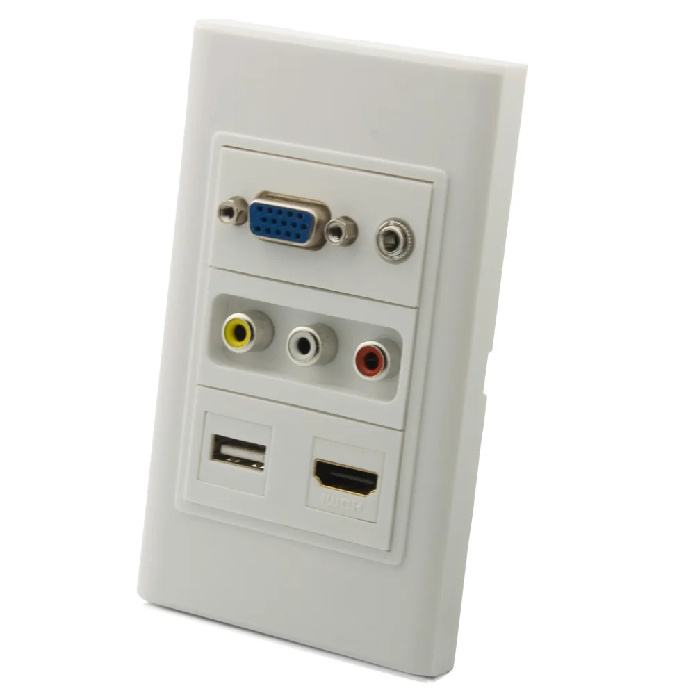 120X70 настенная пластина с VGA 3 5 мм аудио 3RCA HDMI USB поддержка DIY|Удлинители