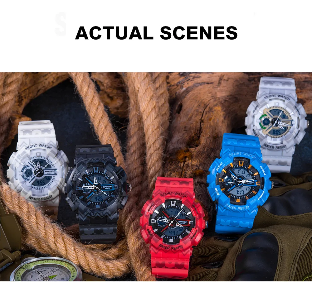 SANDA роскошные брендовые часы мужские спортивные водонепроницаемые светодиодный