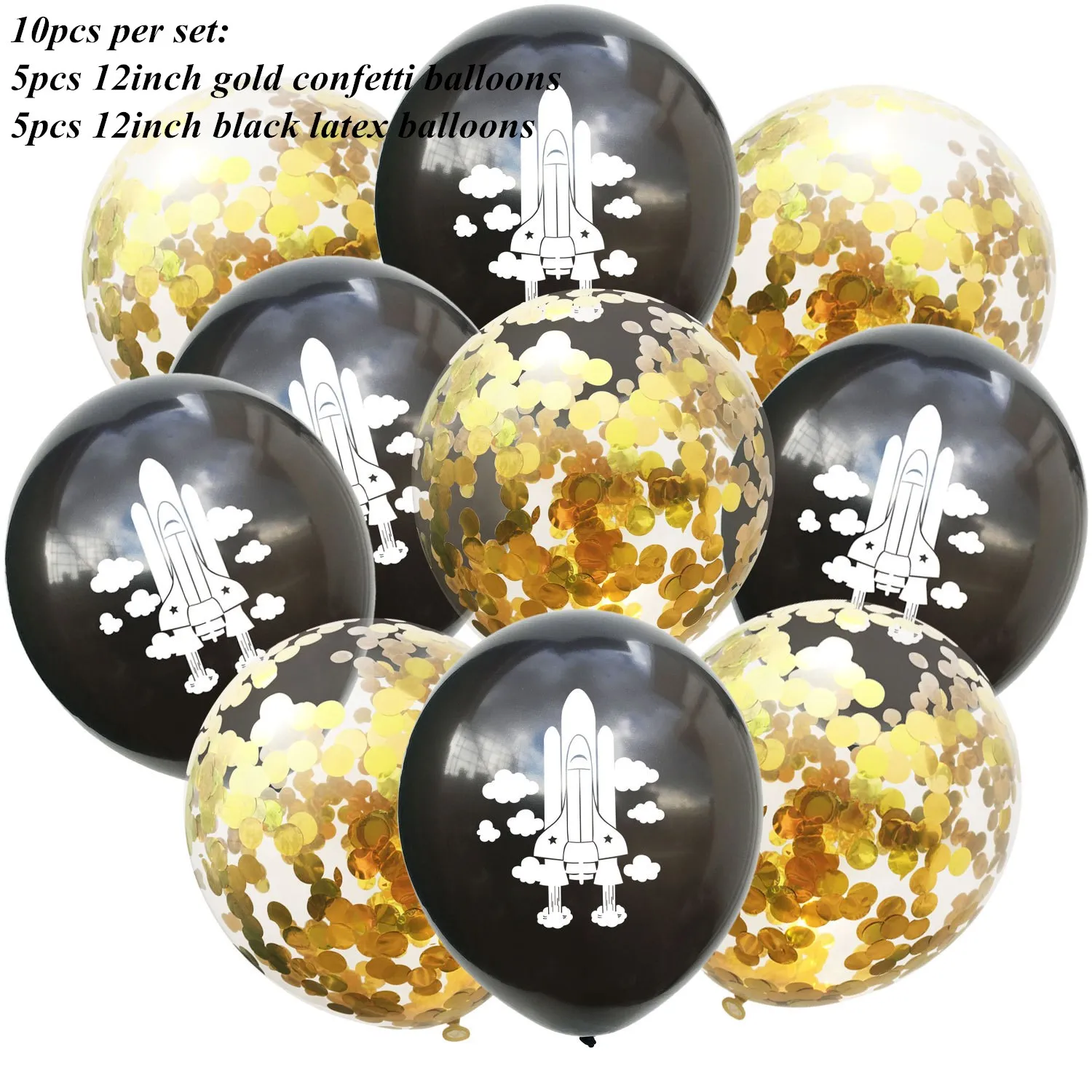 10pcs set 1 Ракета, космонавт, фольгированные шары для маленьких мальчиков, конфетти, латексные шары, игрушки для празднования дня рождения, украшения для детей, космические шары - Цвет: 10pcs set 1