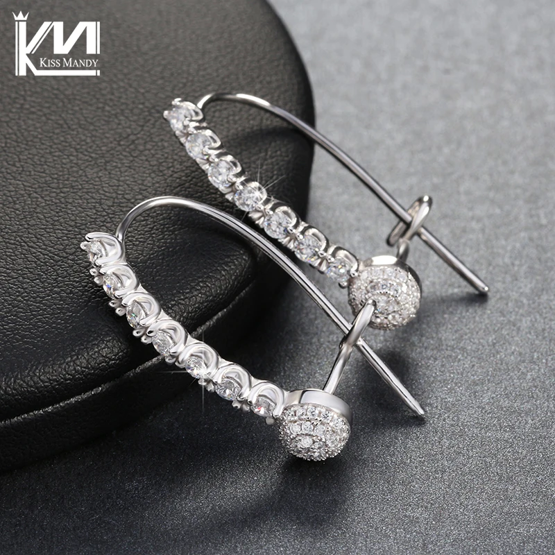 Поцелуй Мэнди Роуз Позолоченные AAA CZ Алмазный Хооп Серьги для Женщин Обручальное