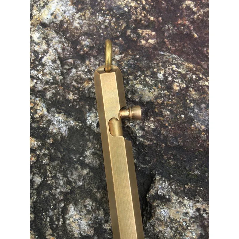 spesifikasi 5 Pcs Buatan Tangan Mini Gun Berbentuk Kuningan Pena, Solid Saku Portabel Tembaga Liontin Pulpen Pena Taktis Pertahanan Diri EDC
