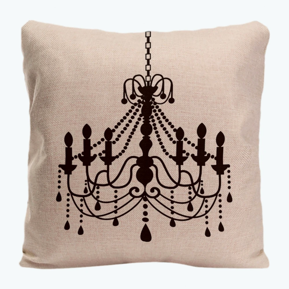 Classic Chandelier Design Throw Pillow Case Decorative Black