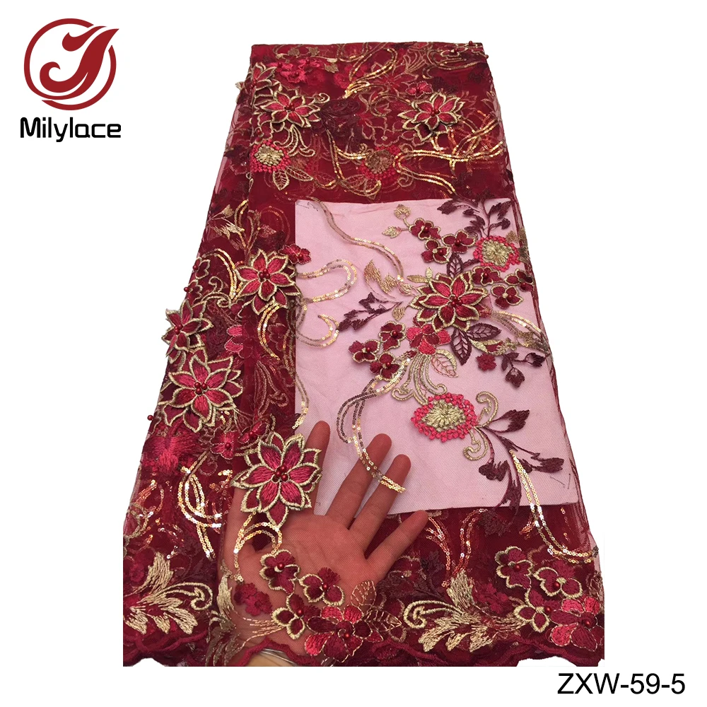 Фото Milylace new coming nigerian lace fabric with sequins design embroidery beads african for dress ZXW-59 Дом и сад Milylace new coming nigerian lace fabric with sequins design embroidery beads african for dress ZXW-59 Дом и сад