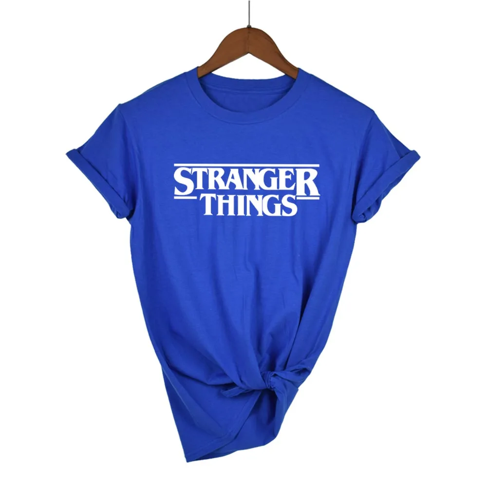 Странные Вещи Ringer Tee хипстерские рубашки Tumblr графическая футболка для женщин мужской с принтами с буквами Футболка Мода хлопок повседневное Топы корректирующие - Цвет: sapphire white