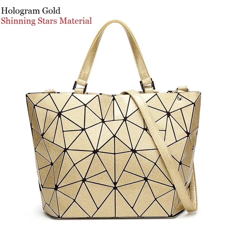hologram gold Новинка! Сумка с голограммой, женская сумка с геометрическим рисунком, Сумка с высокой стеганой лазерной подкладкой, простая складная сумка через плечо, горячая светящаяся сумка - Цвет: hologram gold
