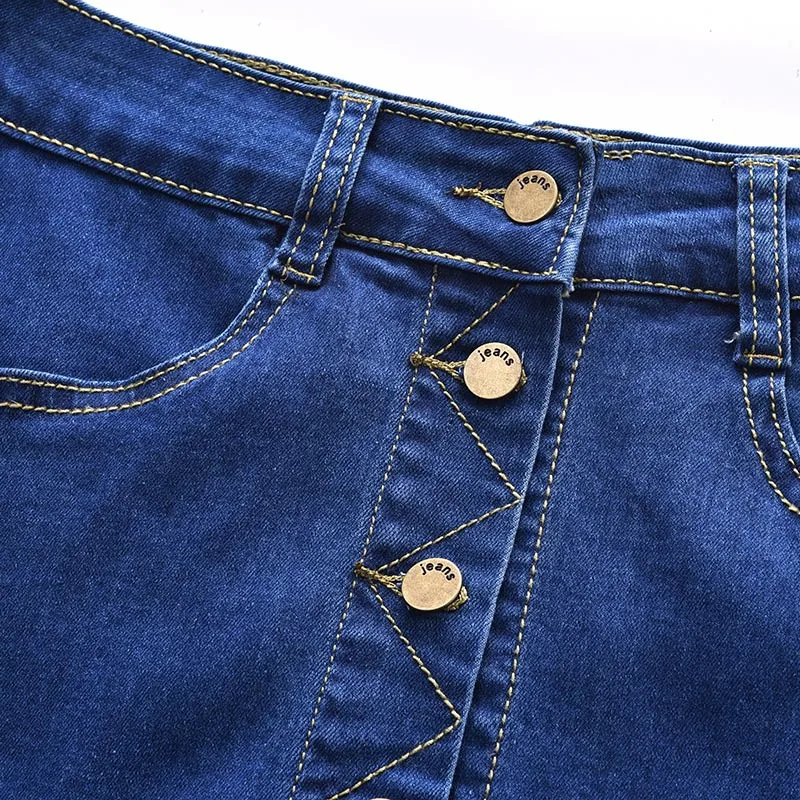 Snowlake 2017 New Fashion Denim Skirt Korean Style Slim Slits Mini Short | Женская одежда