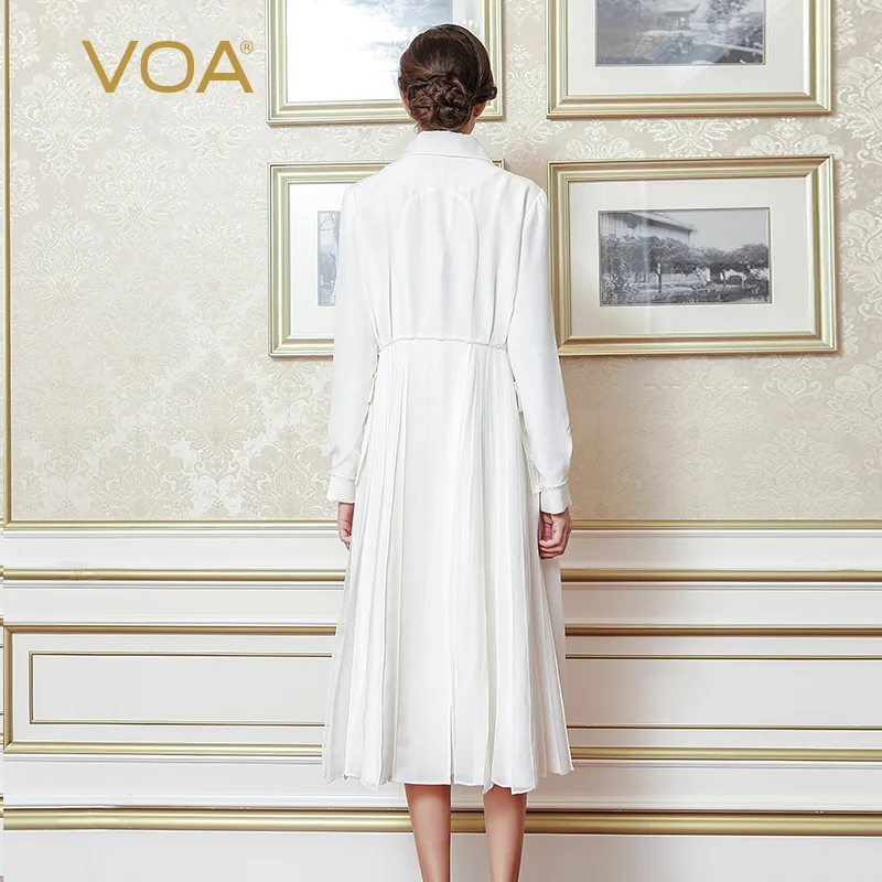 VOA белый размера плюс тренчи для женщин с длинным рукавом Высокое качество