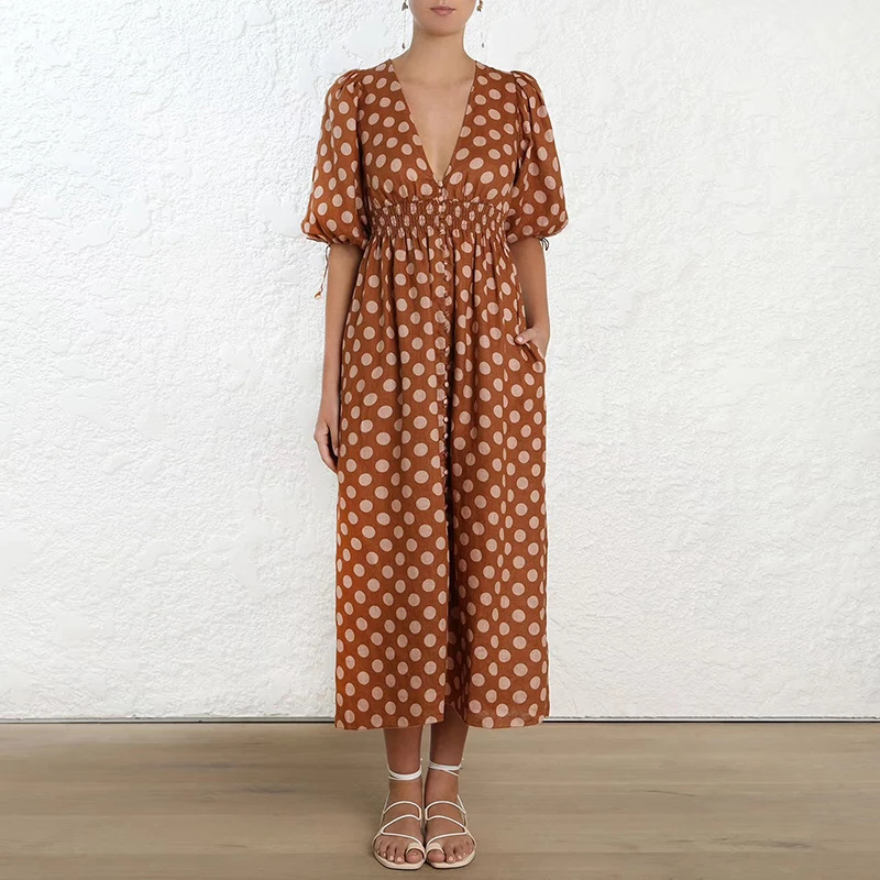 2019 зим Дизайнер взлетно посадочной полосы платье для женщин Винтаж горошек макси