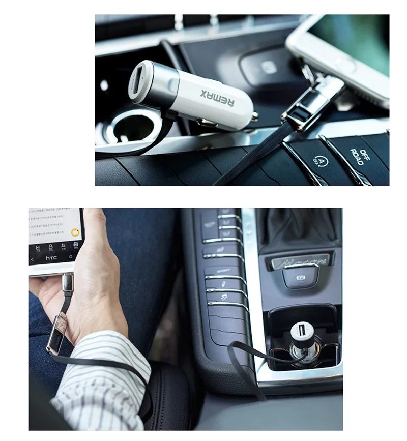 Автомобильное зарядное устройство remax 3.4A USB с кабелем 2в1 Быстрая зарядка для