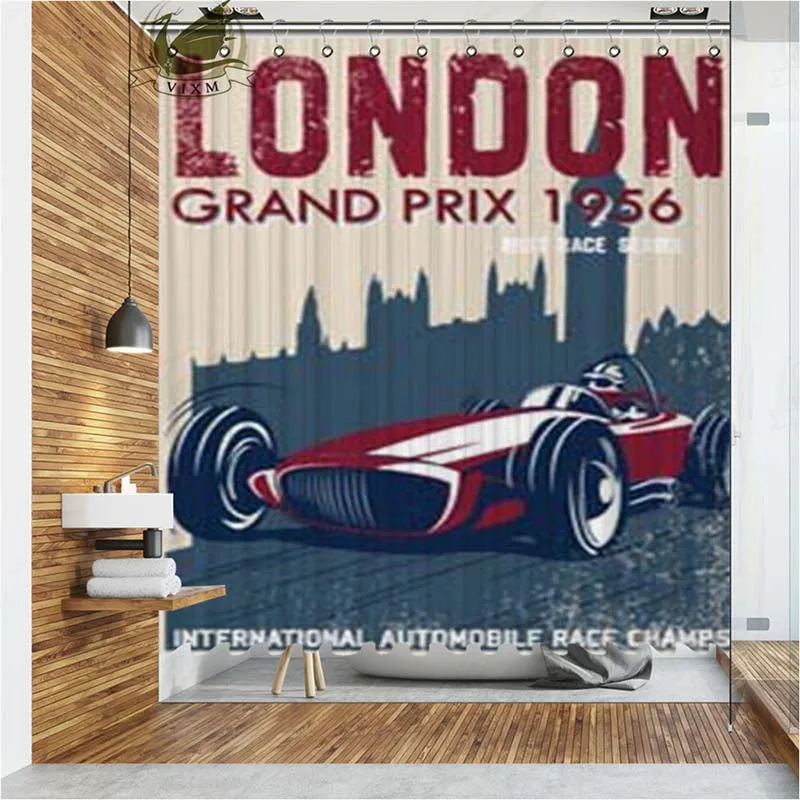 Vixm занавески для душа в гоночной машине вектор старая школа Постер