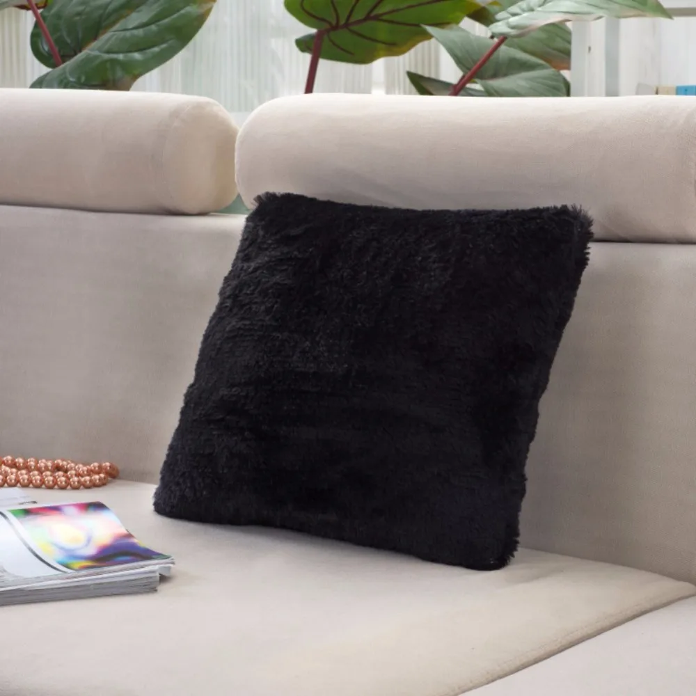 Soft Plush Bedroom Decorative Pillow Case Square Pillow Cover Plush solid color For Living Room TV Backdrop Decora Hot