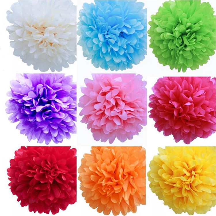 Большой Красочный папиросной бумаги Pom Poms 16 видов цветов 12 дюймов (30 см) цветущие