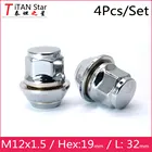 4 шт. M12x1.5 1,5 TiTAN Star OEM со склада, Заводские диски, плавающие желудь, гайки 19 шестигранный для FORD Mondeo Focus VOLVO S40 V40